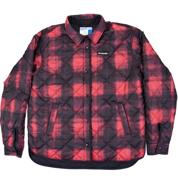 Columbia Women's M‎ Longhorn Ridge Black Red Reversible Shirt Jacket Omni Shield